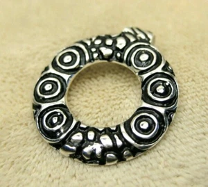 Tarnish Free Polished Simple Sterling Silver Bohemian Tribal Round Halo Pendant - Picture 1 of 3
