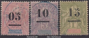 MADAGASCAR : TYPE GROUPE SURCHARGES N° 48/50 OBLITERATIONS LEGERES - Picture 1 of 2