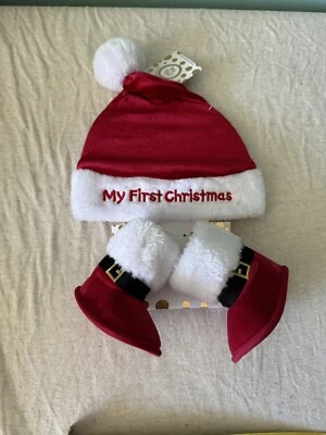 My First Christmas Baby Sombrero Rojo Y Botas 0-6 M Nuevo Foto 1 de 2