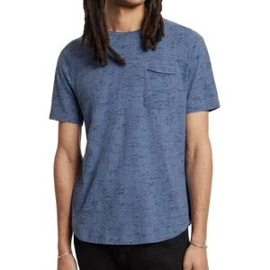 John Varvatos Men's Short Sleeve Cooper Sun Bleached Pocket Crew T-Shirt Blue - Picture 1 of 7