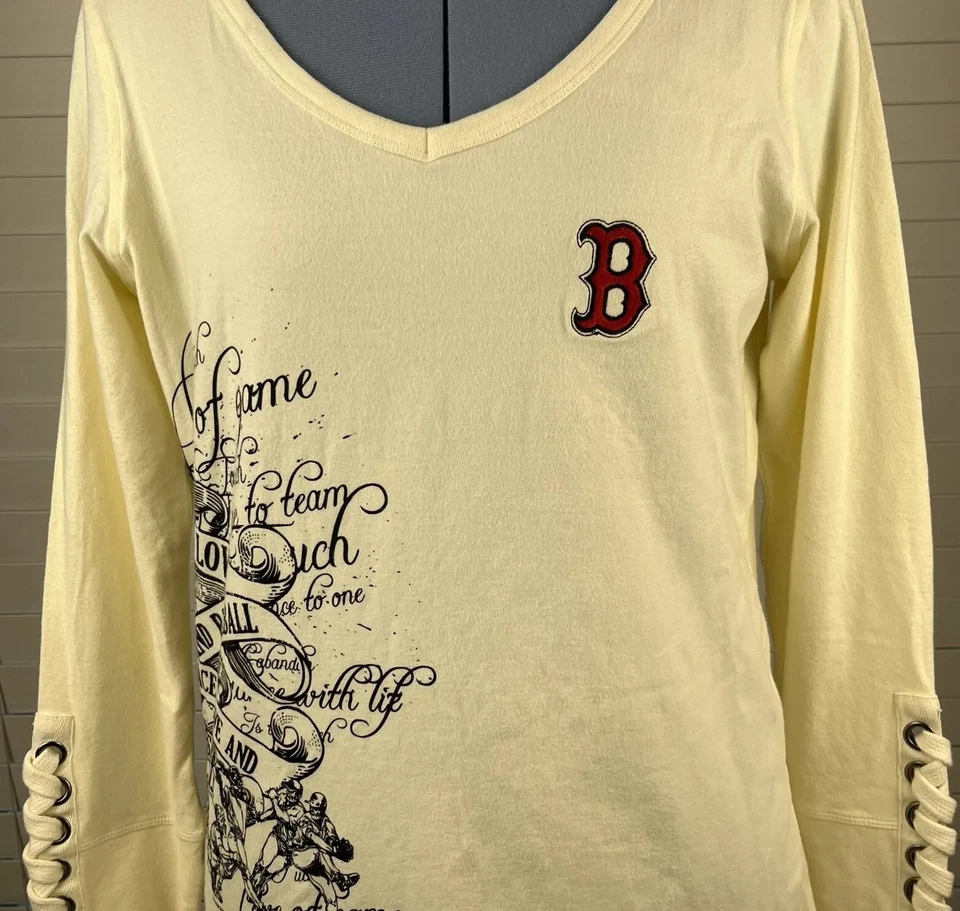 Boston Red Sox Women's Top Sz Large Touch by Alyssa Milano Logo Lace Up Sleeves - Image 1 of 4