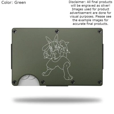 Custom "LUCARIO" Laser Engraved Wallet - Slim Metal Wallet - Image 1 of 4