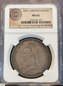 1887 GREAT BRITAIN SILVER CROWN QUEEN VICTORIA NGC MS 62 SCARCE HIGH GRADE - Picture 1 of 3