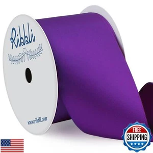 Ribbli Purple Satin Ribbon 2 Inch x Continuous 10 Yards, Double Faced Satin R - Picture 1 of 4