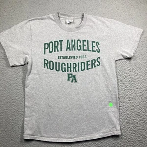 Port Angeles Roughriders T Shirt Adult Medium Gray Short Sleeve Washington FLAWS - Picture 1 of 11