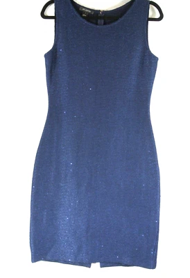Новый St. John без рукавов Твид с блестками трикотажа платье в синий размер 4 #DD396 - Изображение 1 из 4