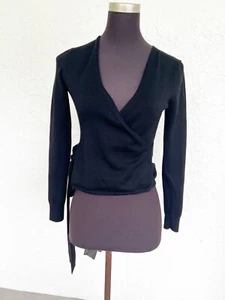 Suéter envolvente de diseñador clásico de ballet negro Diane von Furstenberg DVF XS - Imagen 1 de 7