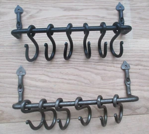 SHROPSHIRE Handforged Blacksmith Kitchen utensil pot pan s hook rail rack holder - Picture 1 of 4