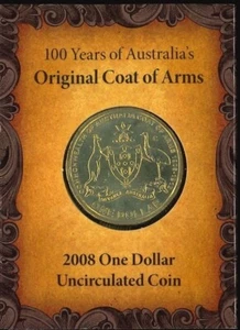 2008 Australian Coat of Arms Centenary $1 C Mint Mark Coin Canberra Folder issue - Picture 1 of 2