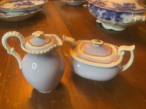 Rare Set Lavender Spode Copelands China England Lidded Sugar and Creamer - Picture 1 of 7