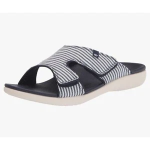 New Spenco Women's Support Sandals Size 5.5 B Stripe Nautical Navy - Picture 1 of 9