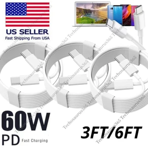 60W Type-C PD Cable USB-C to USB-C Fast Charger Charging Cord For Samsung/iPad - Picture 1 of 13