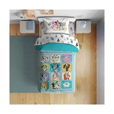 Juego de edredón Sunny Side Up Bluey & Friends para niños pequeños - 4 piezas cama preescolar... Foto 1 de 4