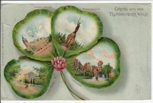 1908 German Gruss aus Teutoburger Wald Postcard Four Leaf Clover - Picture 1 of 2