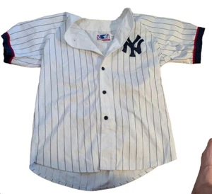 New York Yankees Champion Baseball-Trikot auf Knopfleiste altes Logo in den USA hergestellt groß. Vintage - Bild 1 von 12