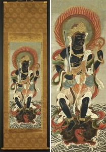 Original Edo  Hand Painted hanging Scroll BUTSU- GA with Box - Picture 1 of 10