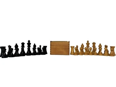 "Juego de ajedrez E S Lowe piezas talladas a mano Francia 1962 caja original King 3 5/8""" Foto 1 de 4