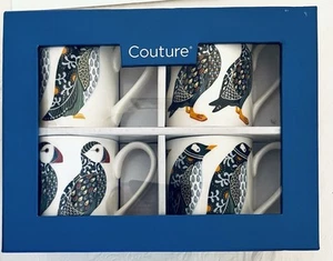 NEW Queens by Churchill Couture Paradise Birds PUFFINS & PENGUINS 4-MUG Gift SET - Picture 1 of 8