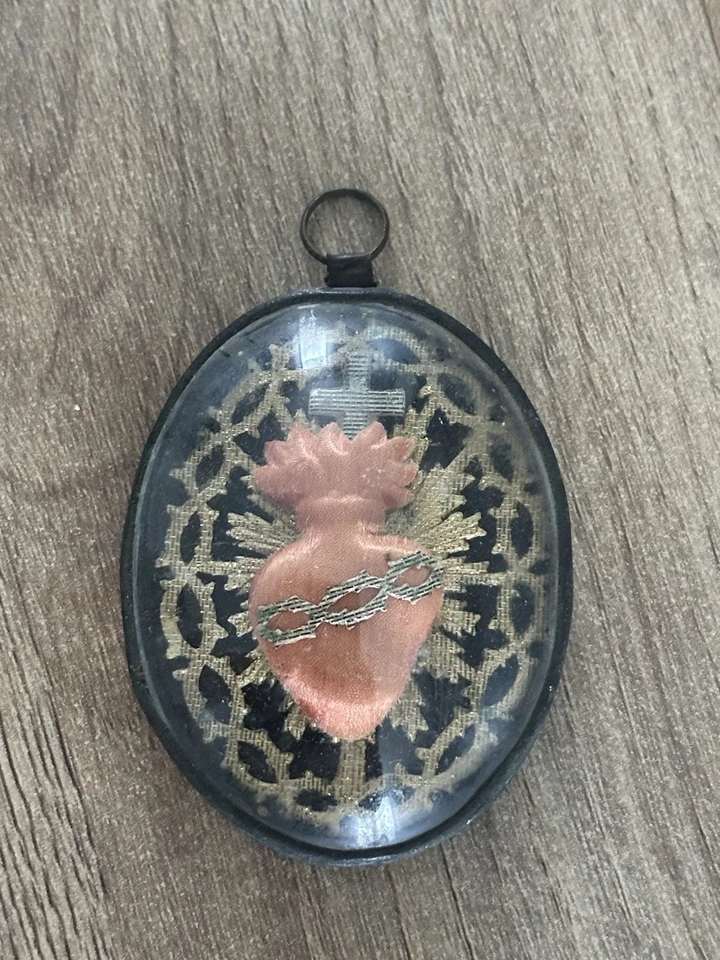 Ancien Reliquaire XIXe Siècle EX VOTO Cœur De Marie - Photo 1/3