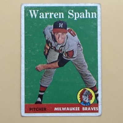 1958 Topps #270 Warren Spahn Milwaukee Braves Salón de la fama ~ En muy buena condición Buen centrado Foto 1 de 4