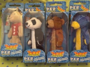 PEZ Teddy Friends Set of 4 BEARS Candy Dispensers w Clips New - Picture 1 of 3