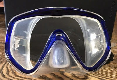 Máscara de buceo de silicona lágrima lente única ScubaMax MK-115 azul con neopreno y caja Foto 1 de 4