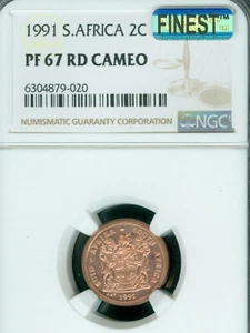 1991 SOUTH AFRICA 2 CENT NGC PF67 MAC CAMEO FINEST & MAC SPOTLESS RARE . - Picture 1 of 2