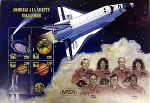 1996 MALI SPACE STAMPS SHEET OF 4 U.S. CHALLENGER SPACE SHUTTLE HALLEY'S COMET - Picture 1 of 1