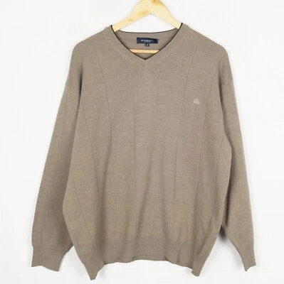 BURBERRY LONDON Men Jumper Size 8 Pullover V-Neck Tight Knit Merino Wool me10872 - Image 1 of 4