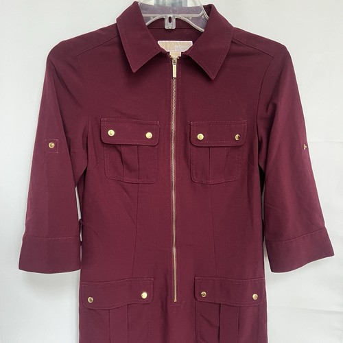 Abito Michael Michael Kors XS vino rosso bordeaux con accenti oro G1