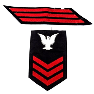 WW2 USN Petty Officer First Class Patch Embroidered & Service 3 Stripe - Picture 1 of 5