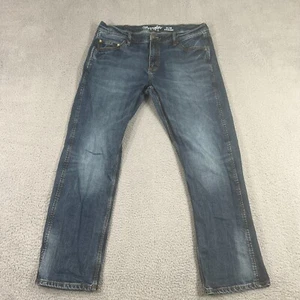 Wrangler Retro Jeans Mens 38x31 Green Stitched Cowboy Jeans Tag 36x32 - Picture 1 of 10