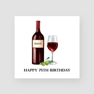 Handmade Personalised 75th Birthday Card Dad Red Wine Birthday Card Husband - Picture 1 of 5