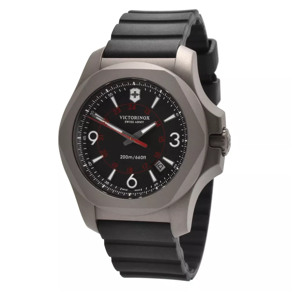 Victorinox I.n.o.x. Black Dial Rubber Quartz 241883 200m Men's Watch