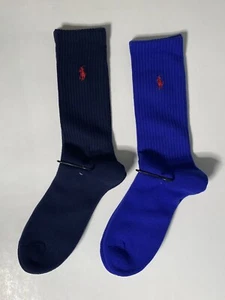 Ralph Lauren Polo Crew-Herrensocken Baumwollmischung Logo 2er-Pack — marineblau & hellblau - Bild 1 von 2