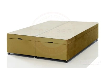 COOL BED SLEEP WELL, PAY LESS Plush Velvet Ottoman Foot Lift Bed Base Frame Only Divan Storage Beds