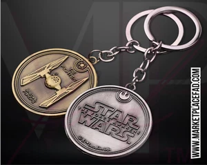 Star Wars Keychain Metal Rebellion Home Car Ring Silver Bronze TIE FIGHTER SET - Picture 1 of 6