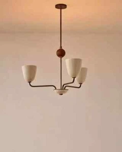 Lola Chandelier, handmade 3 light Walnut ball Large Ceiling décor fixture - Picture 1 of 8