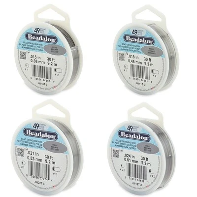 Alambre Beadalon Bead 49 hilos 30/100 pies BRILLANTE Varios Tamaños + Colores Foto 1 de 4