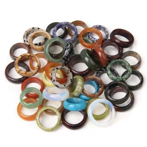 100pcs Wholesale Ring Jewelry Natural Agate Gemstone Mix Colorful Rings Lots - Picture 1 of 9