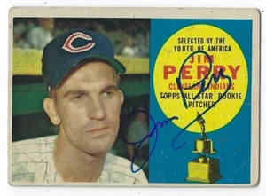 Autographed 1960 TOPPS  #324 JIM PERRY Cleveland Indians card w/ COA  - Picture 1 of 1