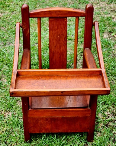 VINTAGE WOOD CHILD'S POTTY TRAINING CHAIR WITH LIFTING TRAY Cover