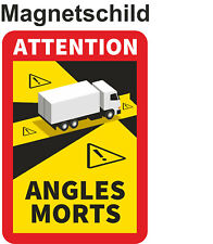 3 x Magnetschild Toter Winkel LKW Schild Frankreich angles morts