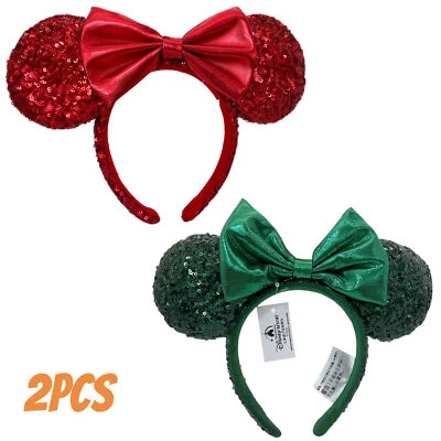 Disney ~ Parques Rojo Lentejuelas Lazo Orejas de Minnie + Diadema Princesa Lentejuelas Verde Esmeralda Foto 1 de 4