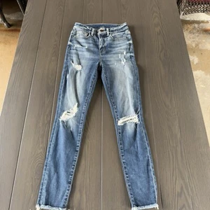 BKE Buckle Payton Mid Rise Ankle Skinny Jeans Womens 24 Mid Blue Stretch Denim - Picture 1 of 15