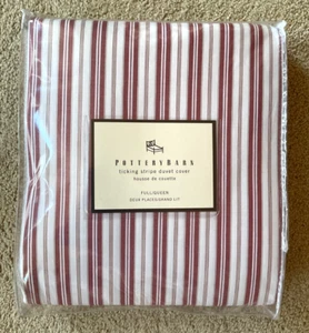 Pottery Barn Ticking Stripe Red/White Full/Queen Duvet Cover NWOT - Picture 1 of 3