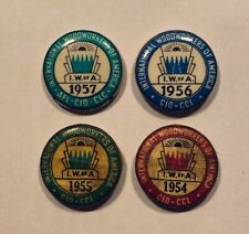 Lot oI 4  IWofA INTERNATIONAL WOODWORKERS OF AMERICA  pinbacks  buttons  1954-57