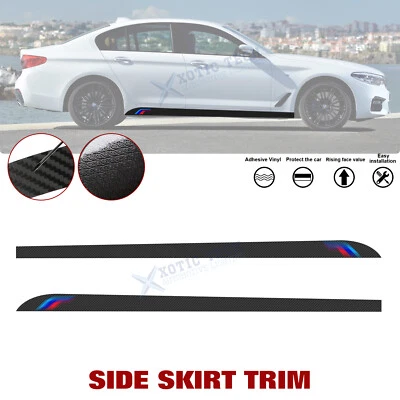 230CM Carbon Fiber Look Side Door Skirt Sticker For BMW G30 F10 F11 F01 F02 E60 - Image 1 of 4