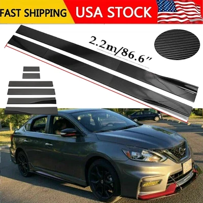Carbon Fiber 86.6inch Side Skirt Extensions Rocker Panel For Nissan Sentra Nismo Foto 1 de 4