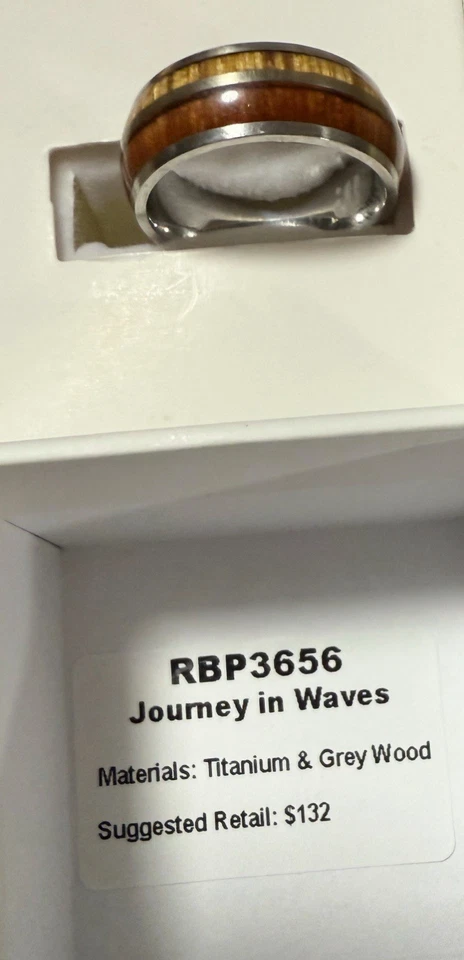 Anillo de titanio y madera gris RBP3656 Journey in Waves Foto 1 de 1
